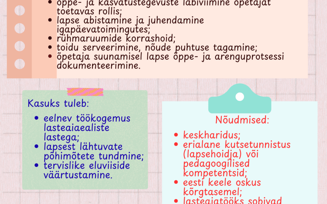 Pakume tööd abiõpetajale