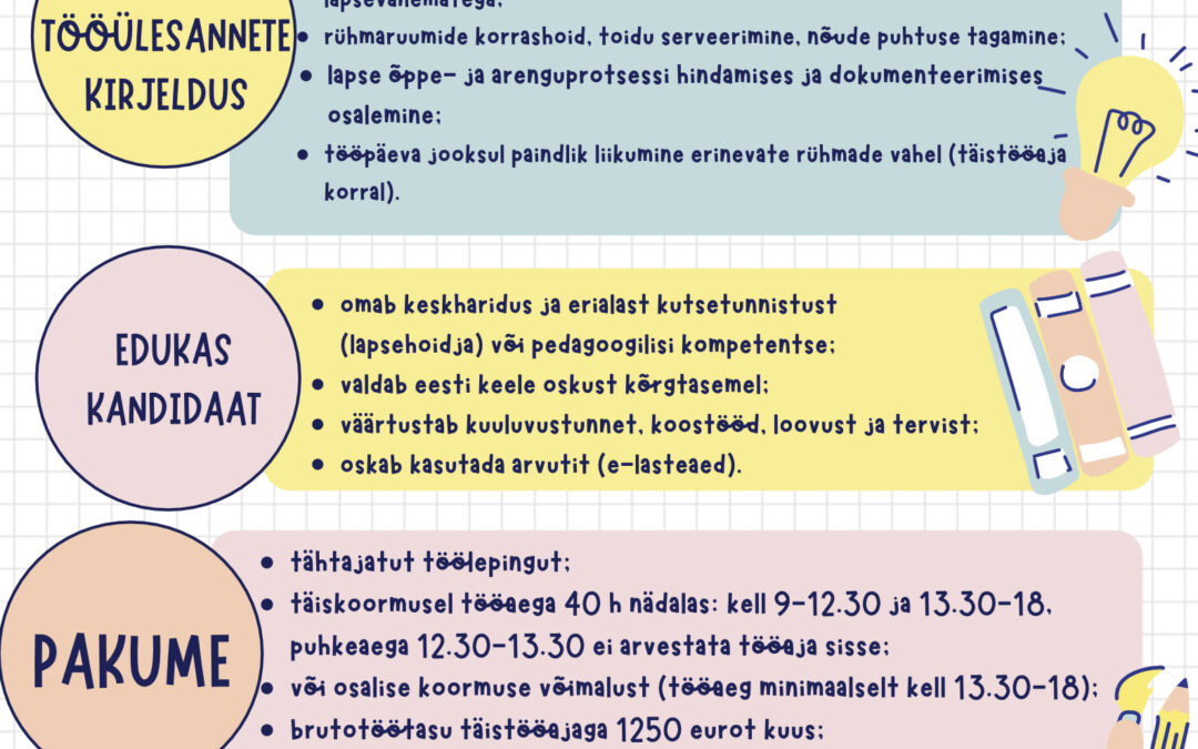 Pakume tööd abiõpetajale